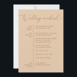 Welcome & Itinerary Wedding | Warm Peach Sand Invitation<br><div class="desc">A wedding weekend card designed to share both a welcome message and a clear event schedule with your guests. The front features a full itinerary layout, making it easy to present key moments like the rehearsal dinner, ceremony, reception, and brunch in a clean and structured way. On the reverse side,...</div>