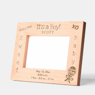 Welcome It's a Boy Baby Name 6 x 4, 7 x 5 Photo Engraved Frames