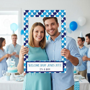 Welcome It's A Boy Hearts Baby Shower Selfie Frame