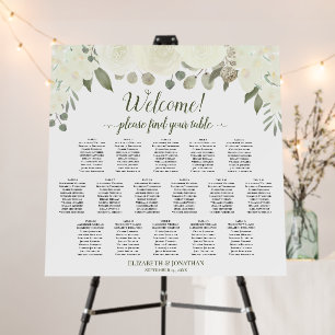 Welcome! Ivory White Floral 16 Table Seating Chart Foam Board