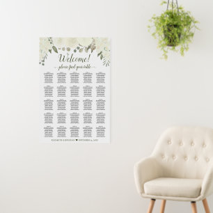Welcome! Ivory White Floral 25 Table Seating Chart Foam Board