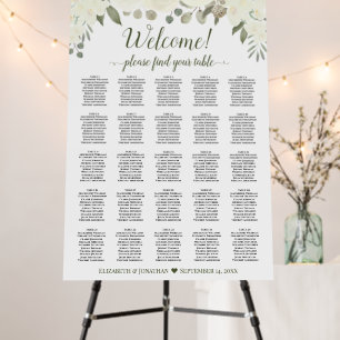 Welcome! Ivory White Floral 25 Table Seating Chart Foam Board