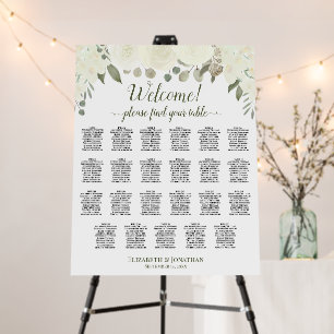 Welcome! Ivory White Roses 23 Table Seating Chart Foam Board