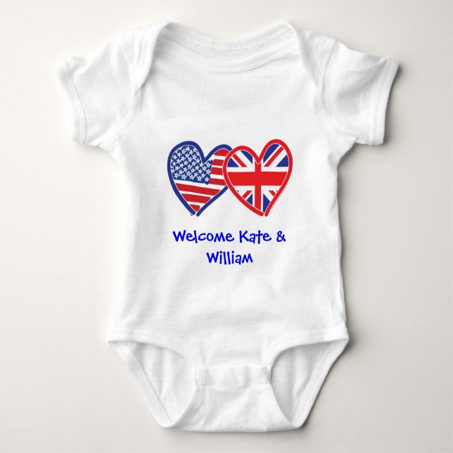 Welcome Kate & William/ Royal Wedding Baby Bodysuit (Front)