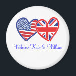 Welcome Kate & William/ Royal Wedding Magnet<br><div class="desc">Union Jack and USA flag design</div>