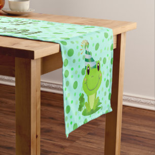Welcome Kids Birthday Party Frog Short Table Runner