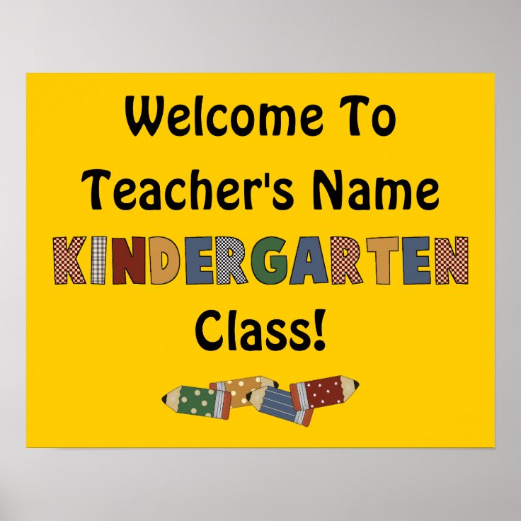 Welcome Kindergarten Customizable Poster Zazzle