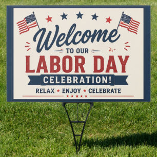 Welcome Labor Day Celebration Patriotic Yard Sign