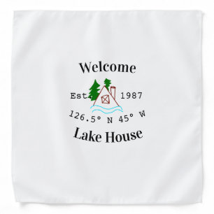Welcome lake house corrdinated est. Year mountain Bandana