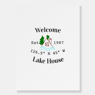 Welcome lake house corrdinated est. Year mountain Foam Board