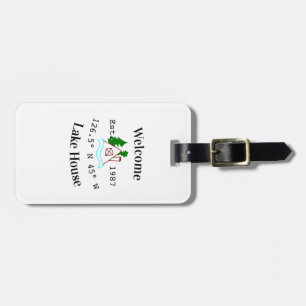 Welcome lake house corrdinated est. Year mountain Luggage Tag