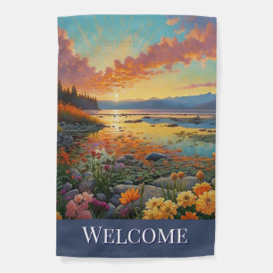 Welcome Lake Scene Garden Flag