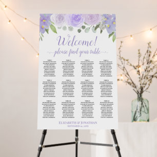 Welcome! Lavender Floral 12 Table Seating Chart Foam Board