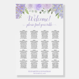Welcome! Lavender Floral 16 Table Seating Chart Foam Board