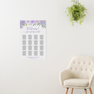 Welcome! Lavender Floral 16 Table Seating Chart Foam Board