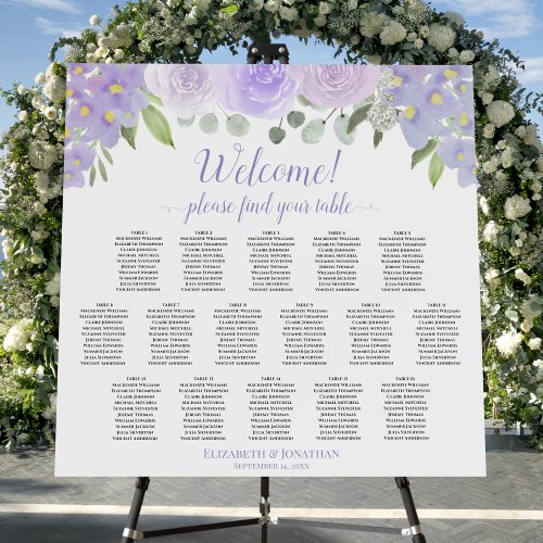 Welcome Lavender Floral 16 Table Seating Chart Foam Board