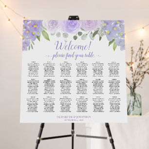 Welcome! Lavender Floral 18 Table Seating Chart Foam Board