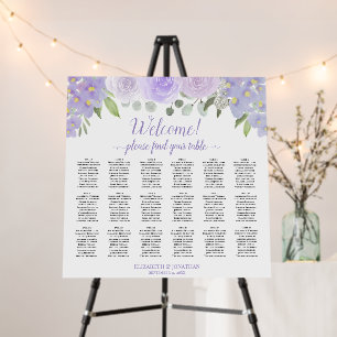 Welcome! Lavender Floral 18 Table Seating Chart Foam Board