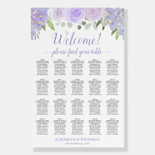Welcome! Lavender Floral 20 Table Seating Chart Foam Board