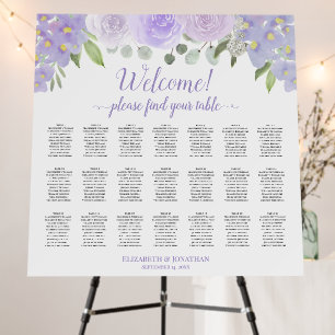Welcome! Lavender Floral 21 Table Seating Chart Foam Board