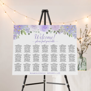 Welcome! Lavender Floral 21 Table Seating Chart Foam Board