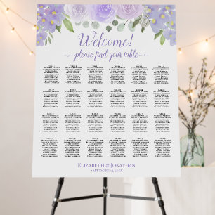 Welcome! Lavender Floral 24 Table Seating Chart Foam Board