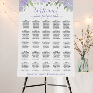 Welcome! Lavender Floral 25 Table Seating Chart Foam Board