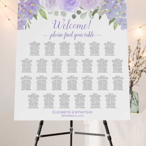 Welcome Lavender Floral 26 Table Seating Chart Foam Board