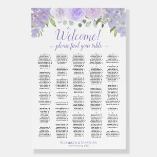 Welcome Lavender Floral Alphabetical Seating Chart Foam Board