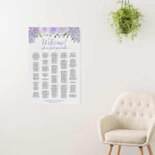 Welcome Lavender Floral Alphabetical Seating Chart Foam Board