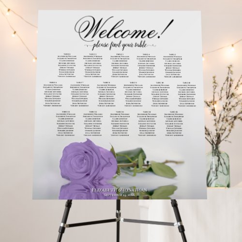 Welcome Lavender Rose 16 Table Seating Chart Foam Board