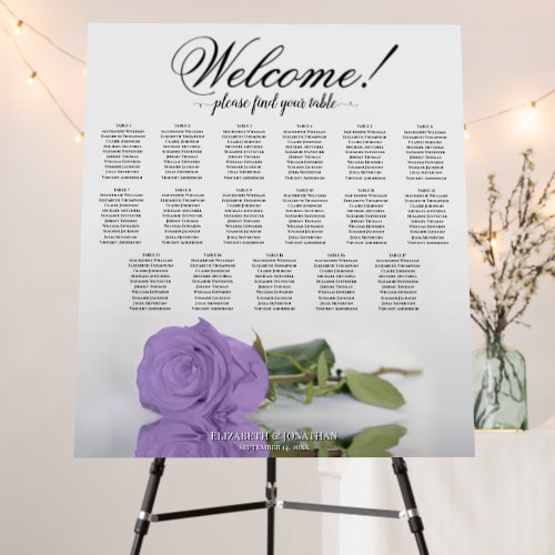Welcome Lavender Rose 17 Table Seating Chart Foam Board