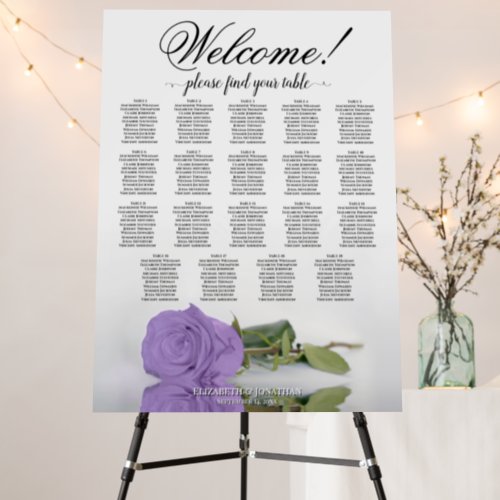 Welcome Lavender Rose 19 Table Seating Chart Foam Board