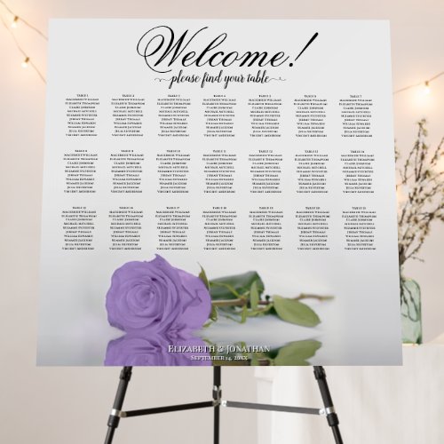 Welcome Lavender Rose 21 Table Seating Chart Foam Board