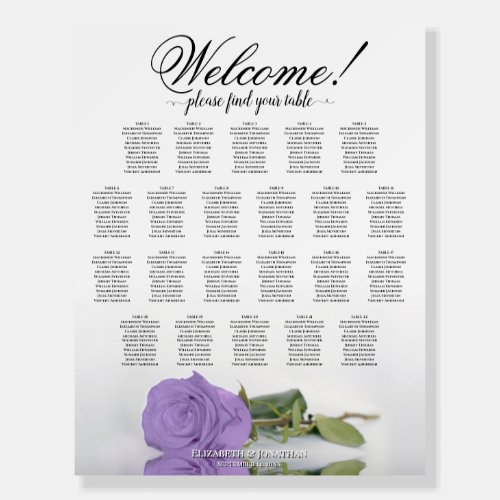 Welcome Lavender Rose 22 Table Seating Chart Foam Board