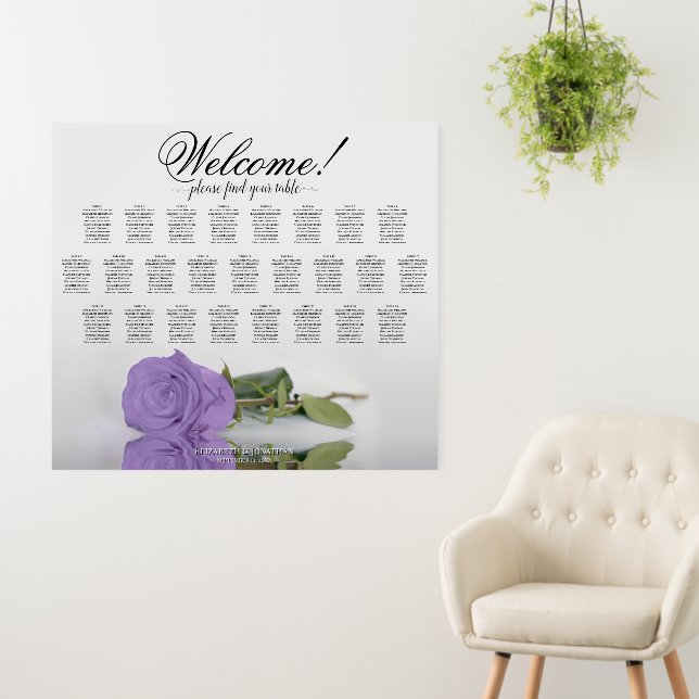 Welcome! Lavender Rose 25 Table Seating Chart Foam Board (In Situ (Wall))