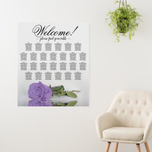 Welcome Lavender Rose 26 Table Seating Chart Foam Board