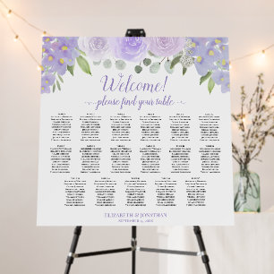 Welcome! Lavender Roses 17 Table Seating Chart Foam Board