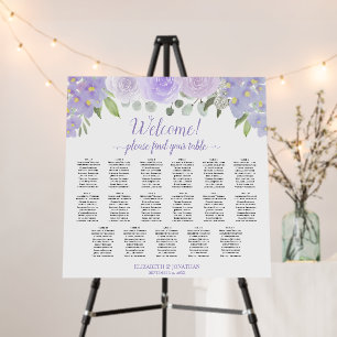 Welcome! Lavender Roses 17 Table Seating Chart Foam Board