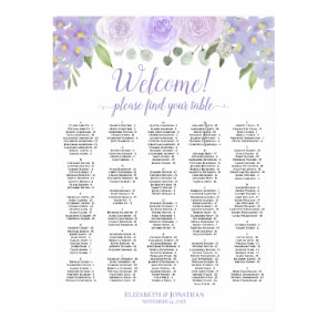 Welcome Lavender Roses Alphabetical Seating Chart
