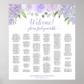 Welcome Lavender Roses Alphabetical Seating Chart