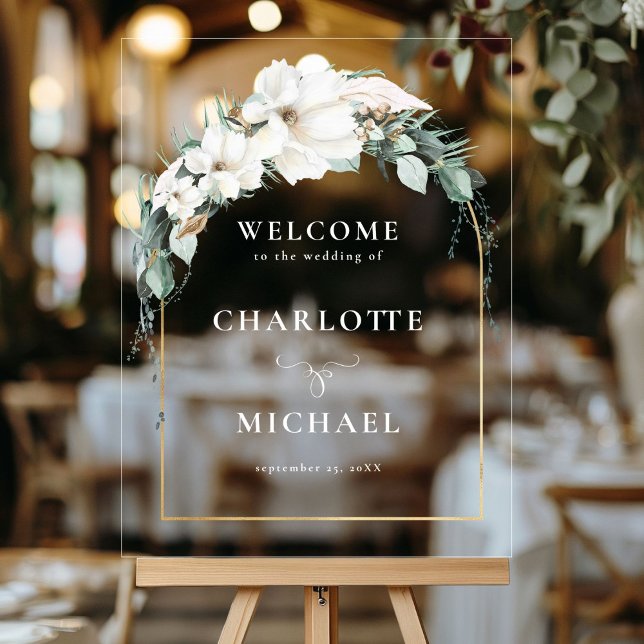 "WELCOME" LEAFY WEDDING  FOAM BOARD ACRYLIC SIGN (PERSONALIZED "WELCOME" LEAFY WEDDING FOAM BOARD ACRYLIC SIGN)