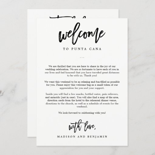 Welcome Letter and Itinerary Card EDITABLE COLOR | Zazzle