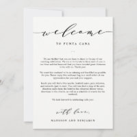 Welcome Letter and Itinerary Wedding Welcome Bag