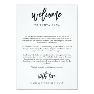 Welcome Letter and Itinerary Wedding Welcome Bag Card