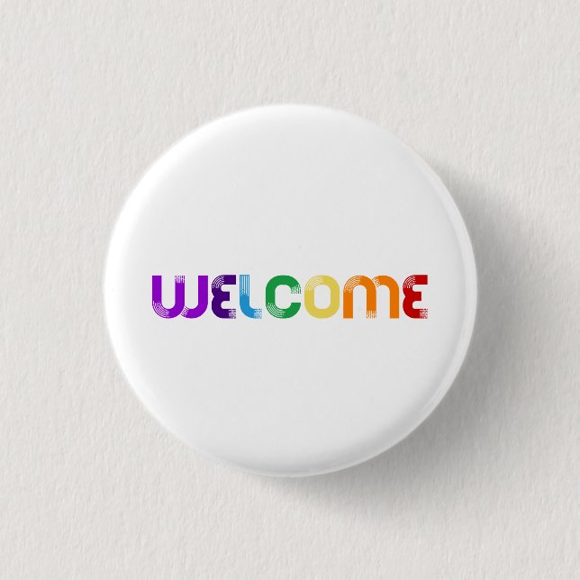 Welcome LGBT rainbow flag Button (Front)
