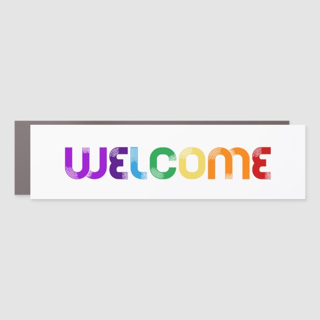 Welcome LGBT rainbow flag Car Magnet (Front)