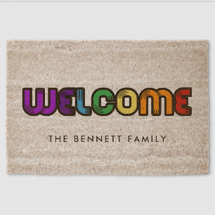 Welcome LGBT Rainbow Flag Coir Fiber Doormat