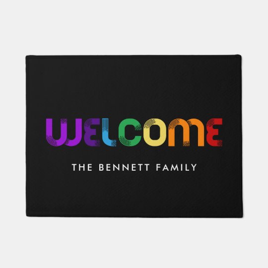 Welcome LGBT rainbow flag Doormatcom
