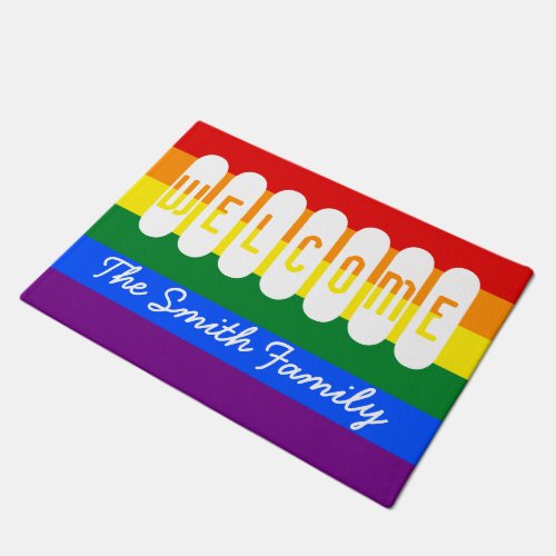 Welcome LGBT Rainbow Flag Lesbian Gay Pride Doormat